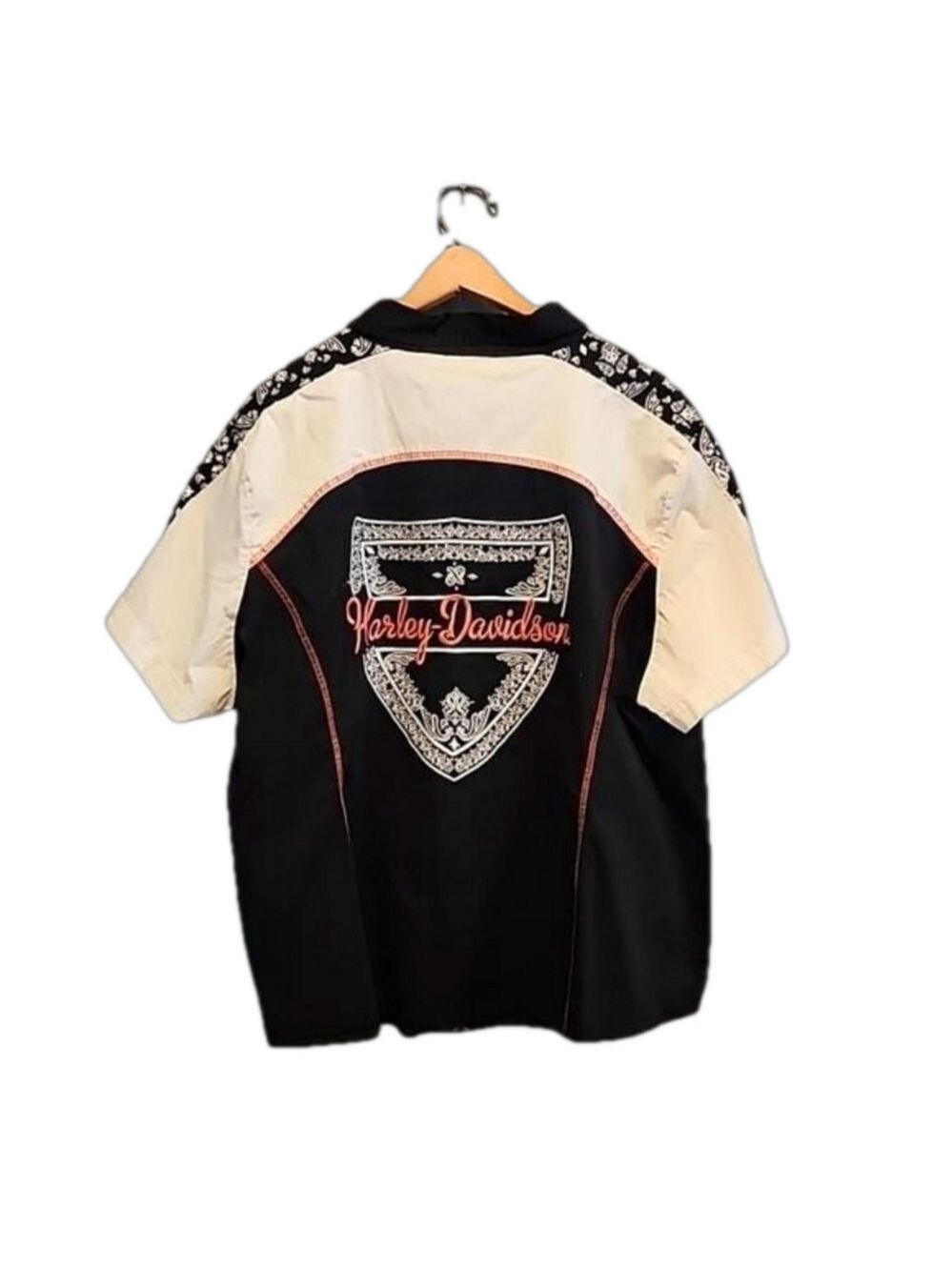 Vintage Y2K Harley Davidson full zip paisley pattern biker shirt 2W - Picture 2 of 8